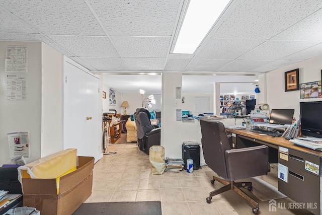305 Penfield Pl, Dunellen, NJ 08812 - office area featuring a drop ceiling and light tile patterned flooring