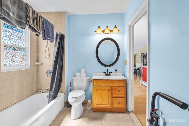 305 Penfield Pl, Dunellen, NJ 08812 - full bath featuring vanity, shower / bathtub combination with curtain, and tile patterned flooring