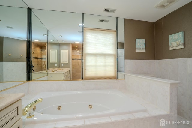 5 Fairmount Ct, Monroe, NJ 08831 - bathroom with vanity, a whirlpool tub, and walk in shower
