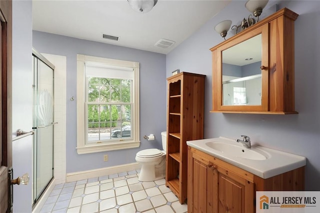 241 E Chestnut Ave, Metuchen, NJ 08840 - full bathroom featuring toilet, a shower stall, vanity, and baseboards