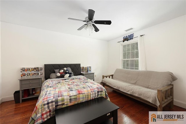 241 E Chestnut Ave, Metuchen, NJ 08840 - bedroom with baseboards, wood finished floors, and a ceiling fan