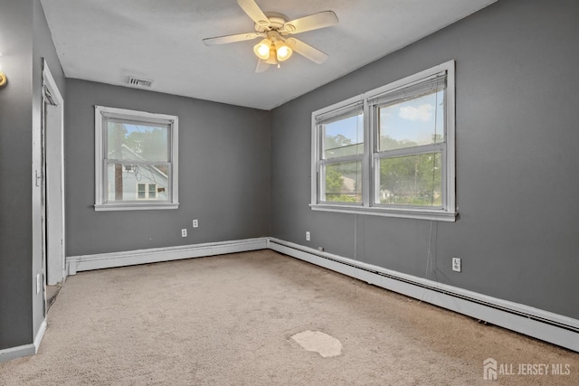 15 Cutter Ave, Fords, NJ 08863 - empty room with carpet flooring, a baseboard heating unit, baseboards, and ceiling fan