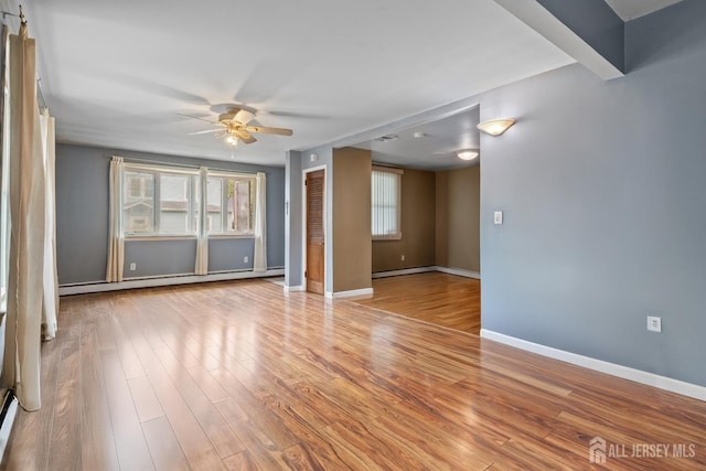 15 Cutter Ave, Fords, NJ 08863 - spare room with a baseboard heating unit, ceiling fan, wood finished floors, and baseboards