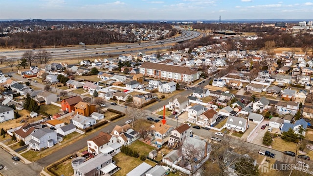 aerial view with a residential view