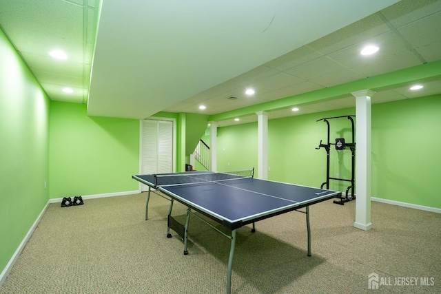 55 Cambridge Way, West Windsor, NJ 08550 - recreation room with carpet flooring, baseboards, and recessed lighting