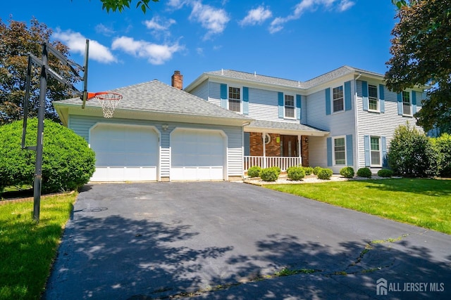 55 Cambridge Way, West Windsor, NJ 08550 - view of front of property with covered porch, a garage, asphalt driveway, and a front yard