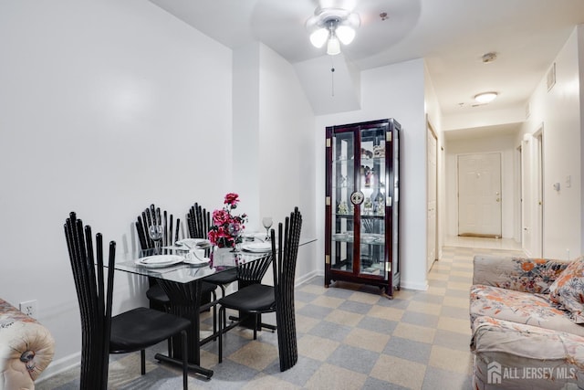 128 Remsen Ave Unit A, New Brunswick, NJ 08901 - dining area with a ceiling fan, baseboards, and light colored carpet