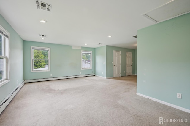 23 Little Brook Ln, Monroe, NJ 08831 - carpeted spare room featuring a baseboard heating unit, baseboards, and recessed lighting
