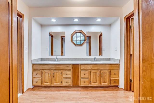 86 Bunker Hill Rd, Lawrence, NJ 08648 - full bathroom with double vanity, wood finished floors, and recessed lighting