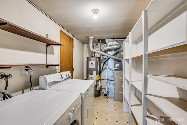 86 Bunker Hill Rd, Lawrence, NJ 08648 - laundry room with gas water heater, light floors, and washer and dryer