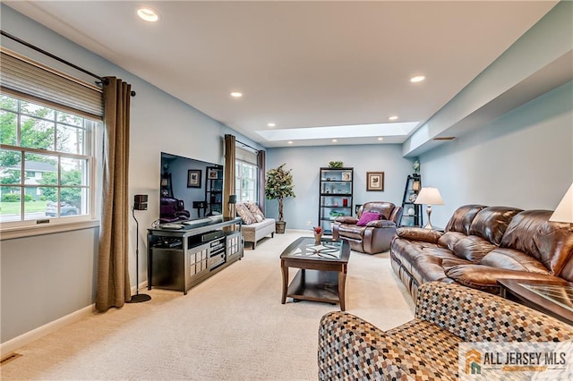 13 Steven Rd, South Brunswick, NJ 08824 - living area featuring light colored carpet, recessed lighting, and baseboards