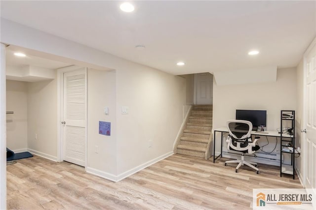 1516 N Indian Pl, North Brunswick, NJ 08902 - office with light wood-style flooring and recessed lighting