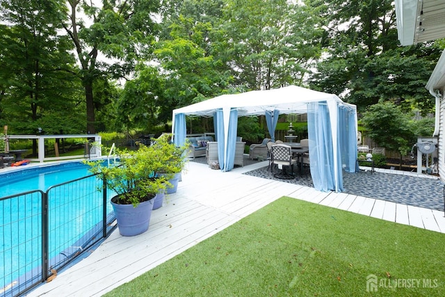 520 Albermarle St, Rahway, NJ 07065 - outdoor pool with a gazebo, outdoor lounge area, and a wooden deck
