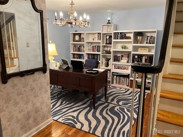 520 Albermarle St, Rahway, NJ 07065 - office with wood finished floors and a chandelier