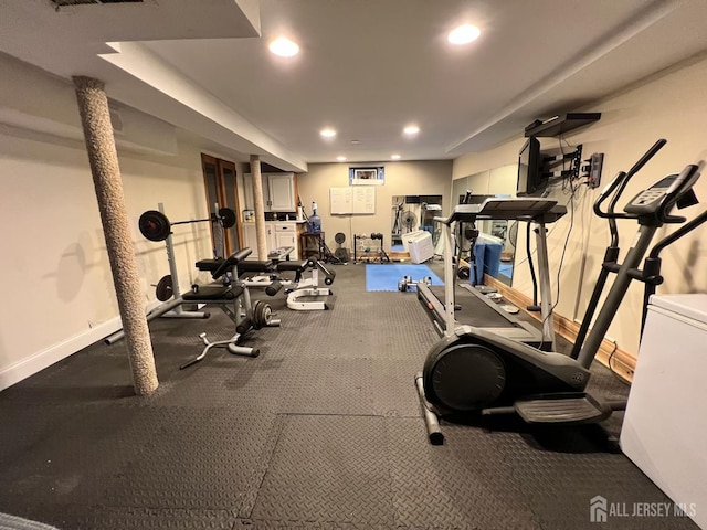 520 Albermarle St, Rahway, NJ 07065 - gym with recessed lighting and baseboards