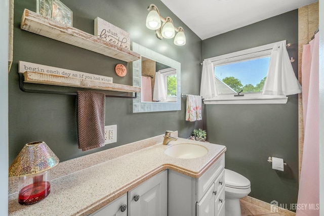 5 Wendy Rd, Woodbridge Proper, NJ 07067 - bathroom featuring vanity, toilet, tile patterned floors, and a shower with curtain