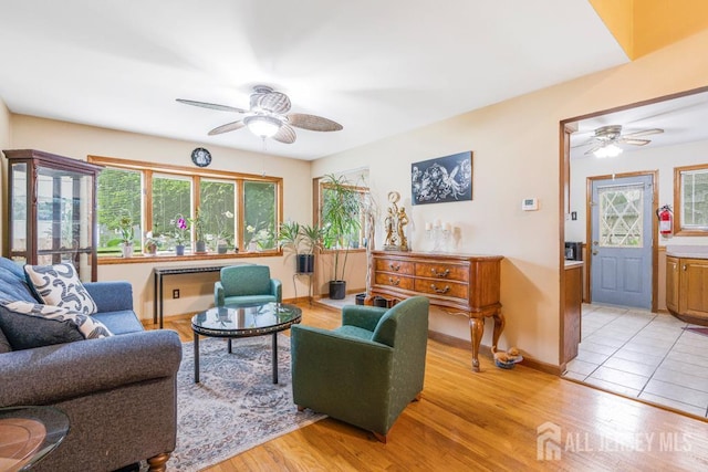 605 Beechwood Ave, Middlesex, NJ 08846 - living area featuring ceiling fan and light wood finished floors