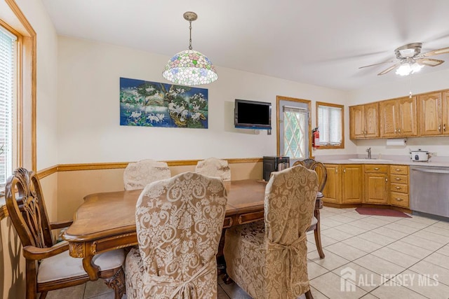 605 Beechwood Ave, Middlesex, NJ 08846 - dining room featuring light tile patterned flooring and a ceiling fan