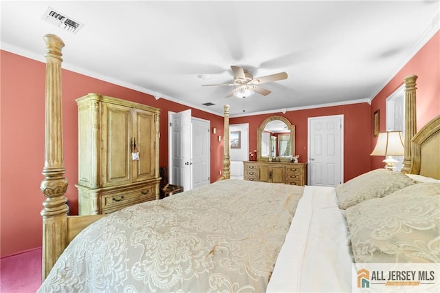 21 Tanglewood Pl, Monroe, NJ 08831 - bedroom featuring a ceiling fan, carpet, and ornamental molding