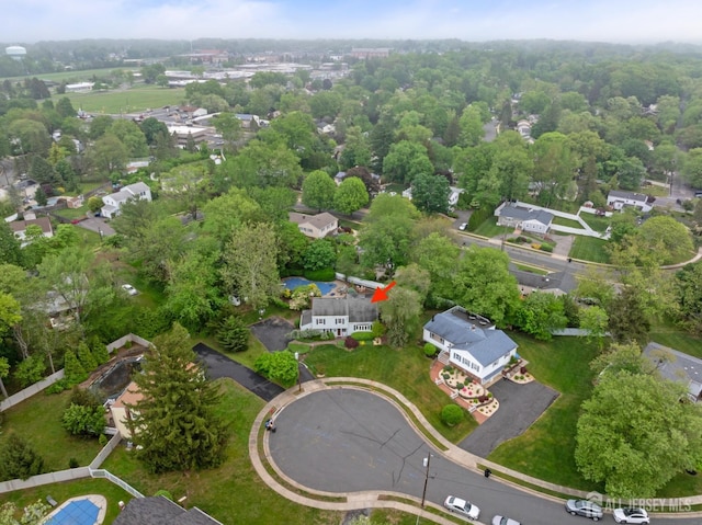 birds eye view of property with a residential view