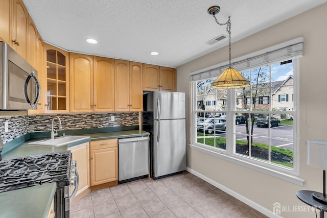 19 Albury Way N, Brunswick, NJ 08902 - kitchen with stainless steel appliances, a sink, baseboards, plenty of natural light, and a textured ceiling