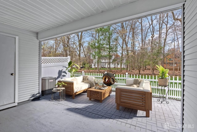 19 Albury Way N, Brunswick, NJ 08902 - view of patio / terrace featuring outdoor lounge area, fence, and cooling unit