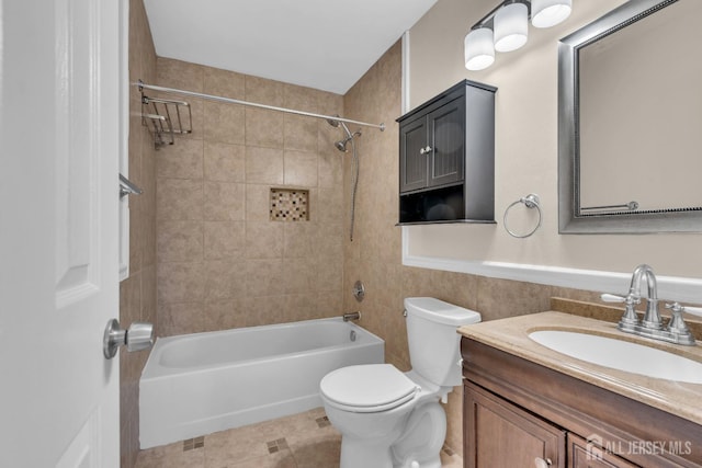 19 Albury Way N, Brunswick, NJ 08902 - bathroom featuring toilet, vanity, shower / bath combination, and tile patterned flooring