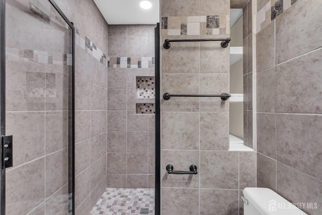 19 Albury Way N, Brunswick, NJ 08902 - full bathroom with a shower stall, toilet, and tile walls