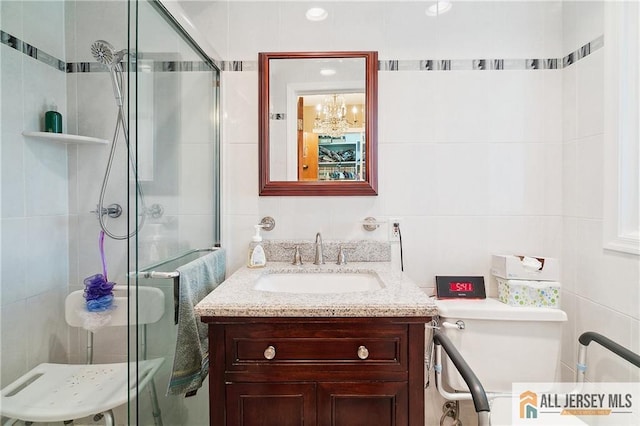 1 Eileen Ct, East Brunswick, NJ 08816 - full bath featuring tile walls, a stall shower, and vanity