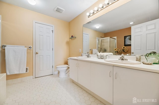 44 Windsong Cir E, Brunswick, NJ 08816 - full bath featuring double vanity, a stall shower, and tile patterned floors