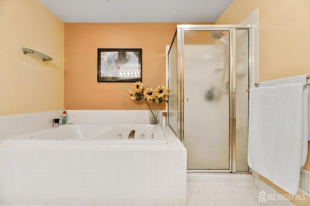 44 Windsong Cir E, Brunswick, NJ 08816 - bathroom with a shower stall and a garden tub