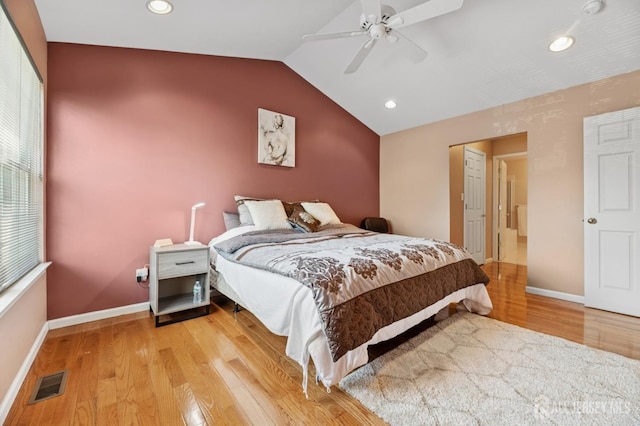 44 Windsong Cir E, Brunswick, NJ 08816 - bedroom with light wood-style floors, lofted ceiling, recessed lighting, and a ceiling fan