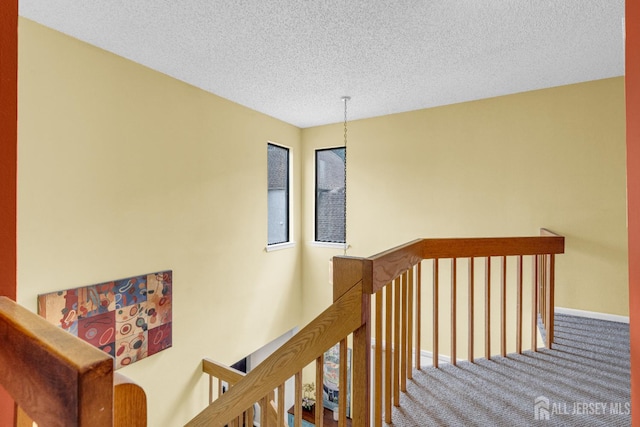 47 Park Gate Dr, Edison, NJ 08820 - corridor featuring an upstairs landing, carpet, and a textured ceiling