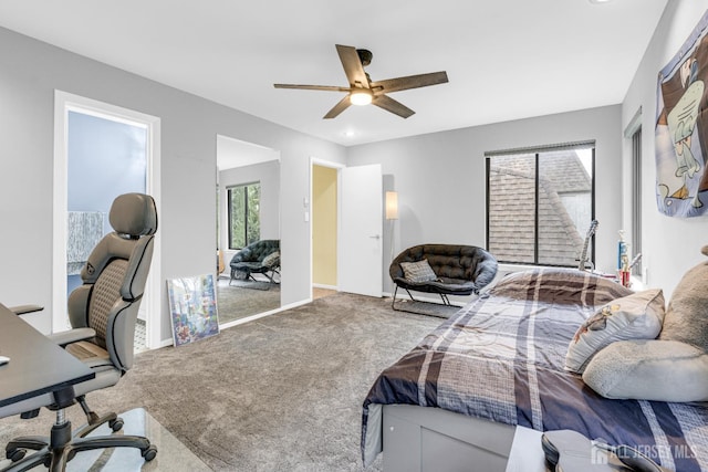 47 Park Gate Dr, Edison, NJ 08820 - bedroom with carpet flooring, a desk, ceiling fan, and recessed lighting