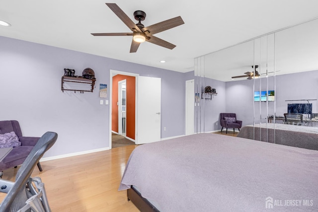 47 Park Gate Dr, Edison, NJ 08820 - bedroom with light wood finished floors, recessed lighting, and ceiling fan