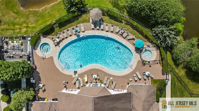 704 Schindler Dr, South Brunswick, NJ 08852 - bird's eye view of a pool area
