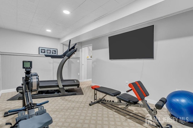 61 Lynn Ct, North Brunswick, NJ 08902 - exercise room with carpet and recessed lighting