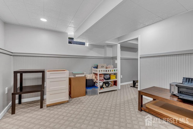 61 Lynn Ct, North Brunswick, NJ 08902 - finished basement featuring light colored carpet and wainscoting