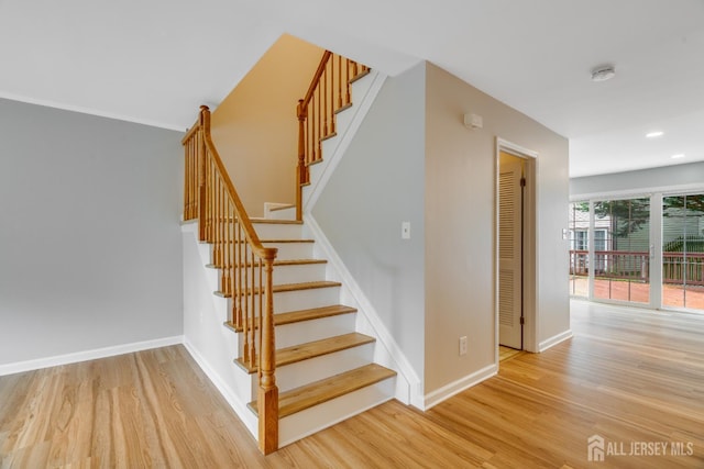 1604 Mulberry Ct, South Brunswick, NJ 08852 - stairs with wood finished floors and recessed lighting