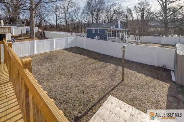 view of yard featuring a fenced backyard