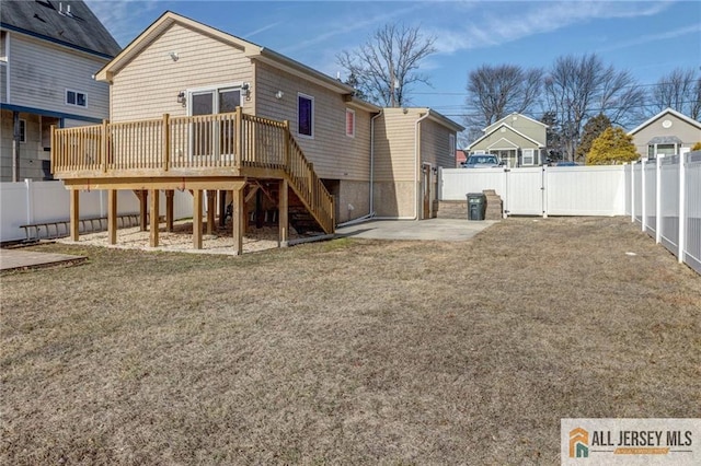 604 Greenwood Ave, Old Bridge, NJ 08879 - back of house with stairs, a wooden deck, and a gate