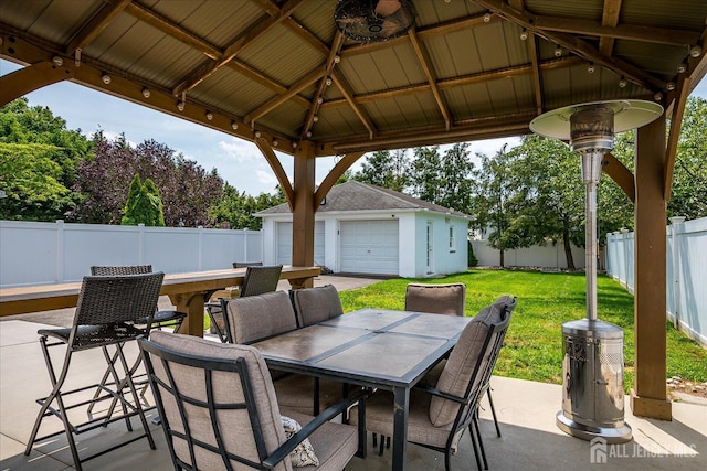 97 Boehmhurst Ave, Sayreville, NJ 08872 - fenced backyard with an outbuilding, a patio, and a gazebo