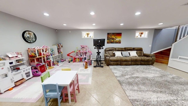 45 Maryknoll Rd, Menlo Park Terrace, NJ 08840 - game room with recessed lighting and tile patterned flooring