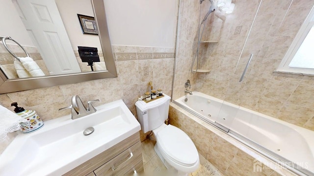 45 Maryknoll Rd, Menlo Park Terrace, NJ 08840 - full bath with tile walls, toilet, tiled shower / bath combo, and vanity