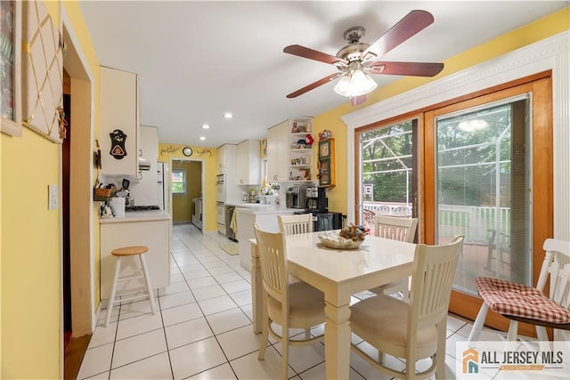 14 Devon Rd, Edison, NJ 08820 - dining room featuring a ceiling fan, light tile patterned flooring, and recessed lighting