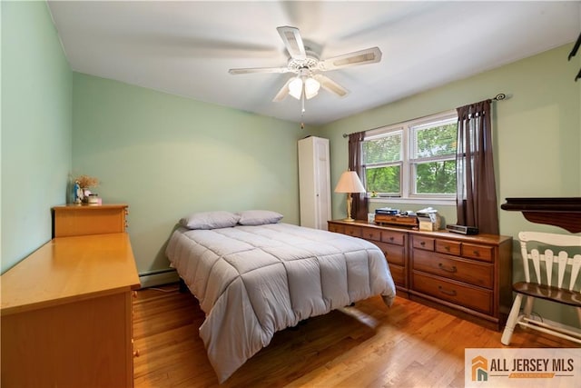 14 Devon Rd, Edison, NJ 08820 - bedroom with light wood-type flooring, baseboard heating, and ceiling fan