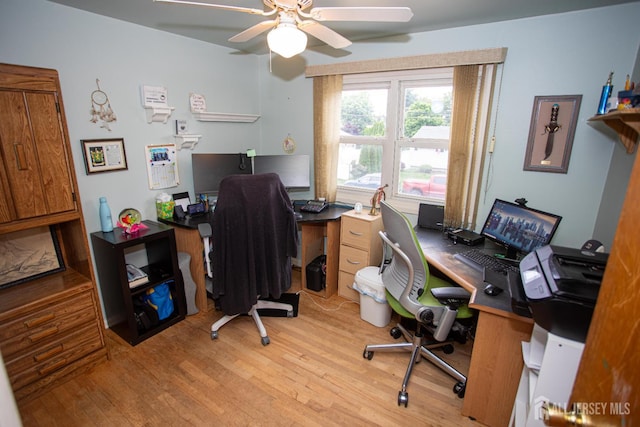 22 Woodcrest Dr, Old Bridge, NJ 08857 - office with light wood-style floors and ceiling fan