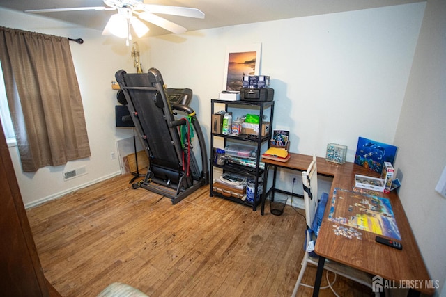 22 Woodcrest Dr, Old Bridge, NJ 08857 - home office featuring wood finished floors and ceiling fan