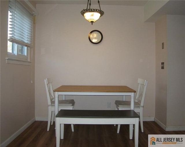 dining room featuring baseboards and wood finished floors