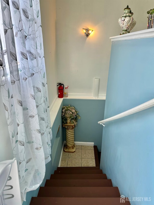 428 Broadhead Pl, Perth Amboy, NJ 08861 - stairway featuring tile patterned floors